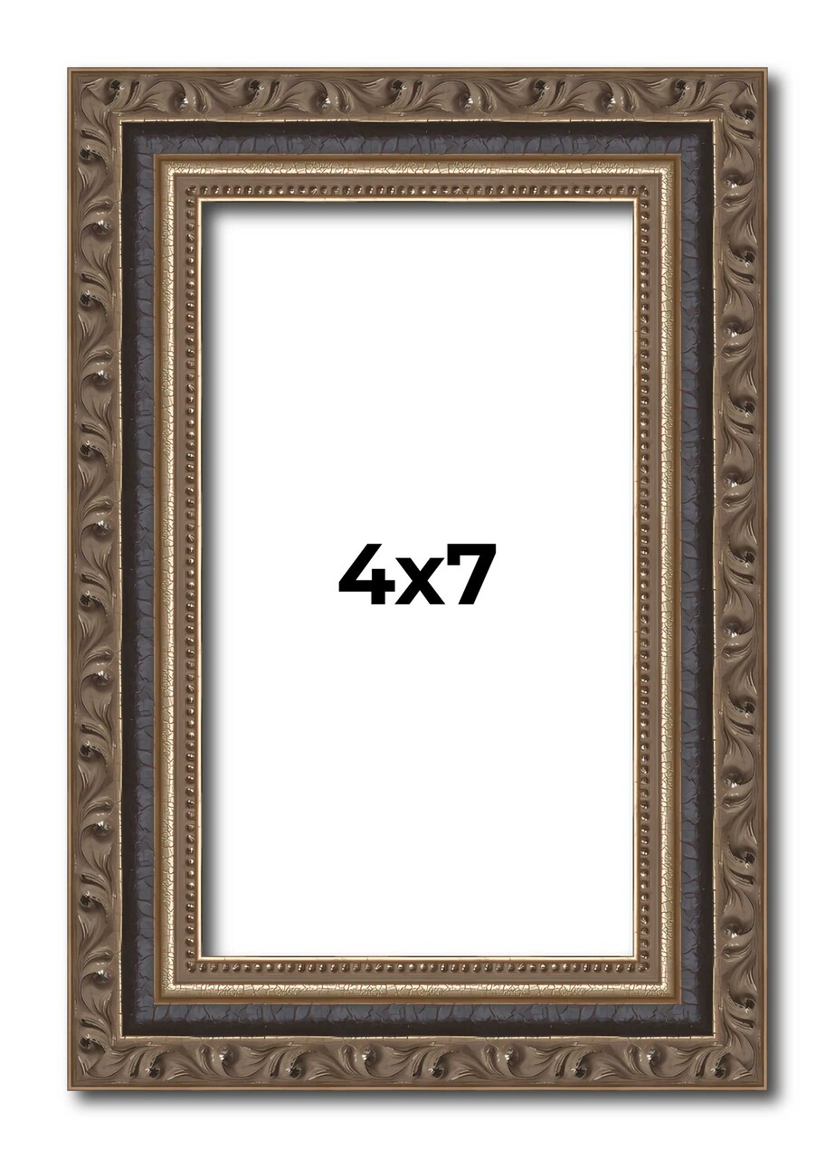 Photo Size Sculpted Silver Picture Frame - UV Acrylic, Foam Board Backing, Hanging Hardware